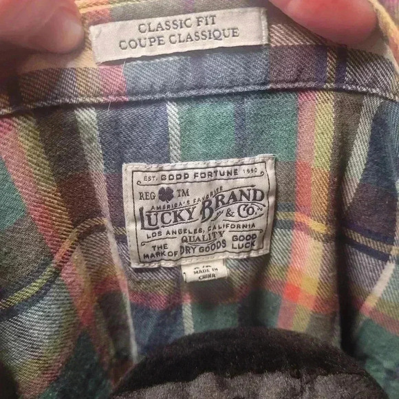 Vintage Lucky brand classic fit pear snap button down 100% cotton size small - Picture 7 of 10